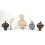 Property of a gentleman - a group of five decorative items including a composite bust of a classical