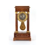 Property of a deceased estate - a mid 19th century French rosewood & marquetry inlaid portico clock,