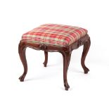 Property of a gentleman - a re-polished Victorian mahogany square stool with upholstered drop-in