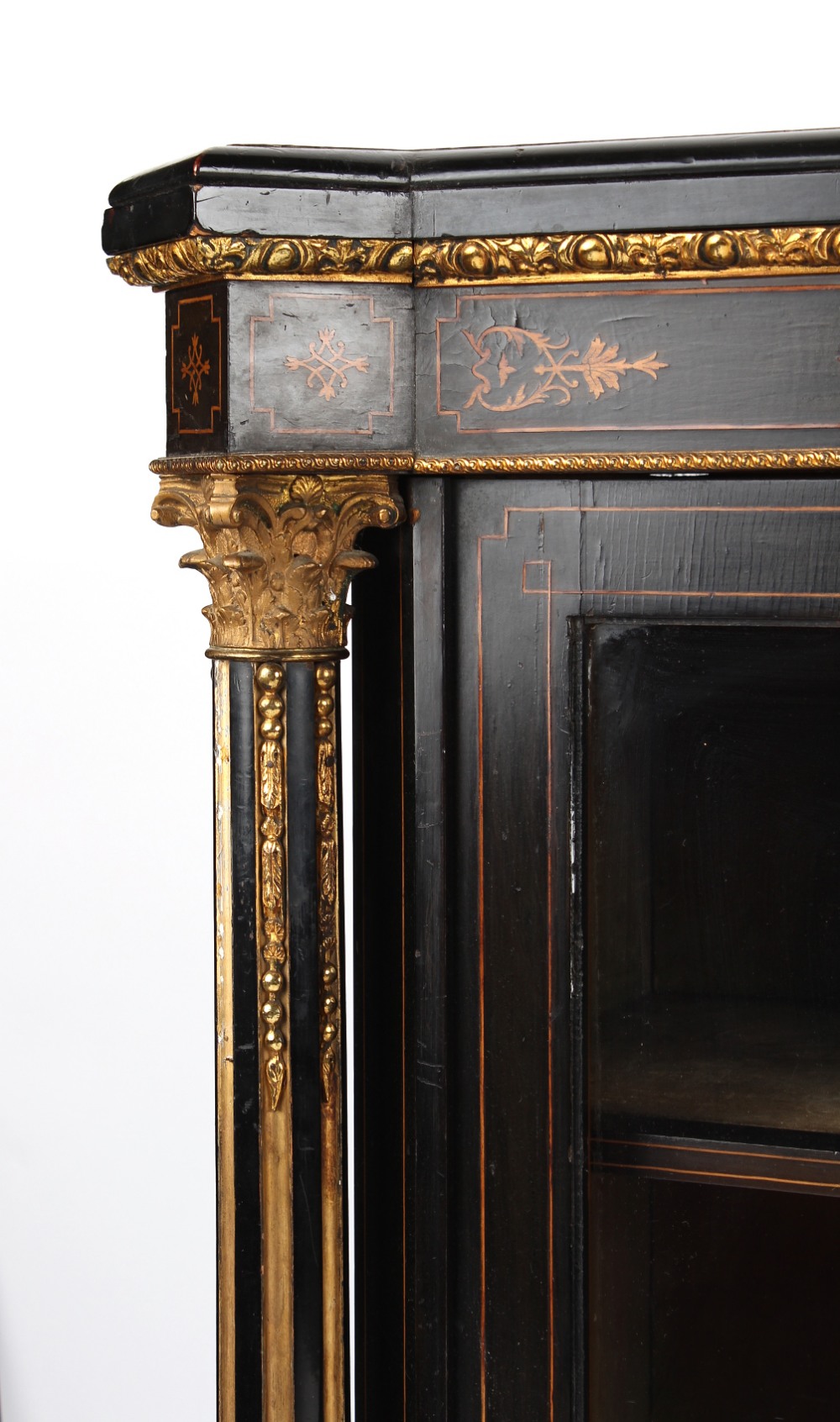 Property of a lady - a good quality Victorian ormolu mounted ebonised & marquetry inlaid credenza, - Image 3 of 5
