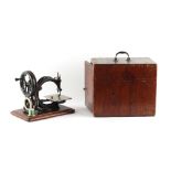 The Henry & Tricia Byrom Collection - a 19th century Willcox & Gibbs sewing machine, boxed.