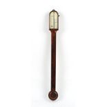 Property of a gentleman - a 19th century stick barometer, with arched top, one moulding missing,