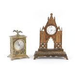 The Henry & Tricia Byrom Collection - a 19th century gilt brass cased mantel timepiece modelled as a