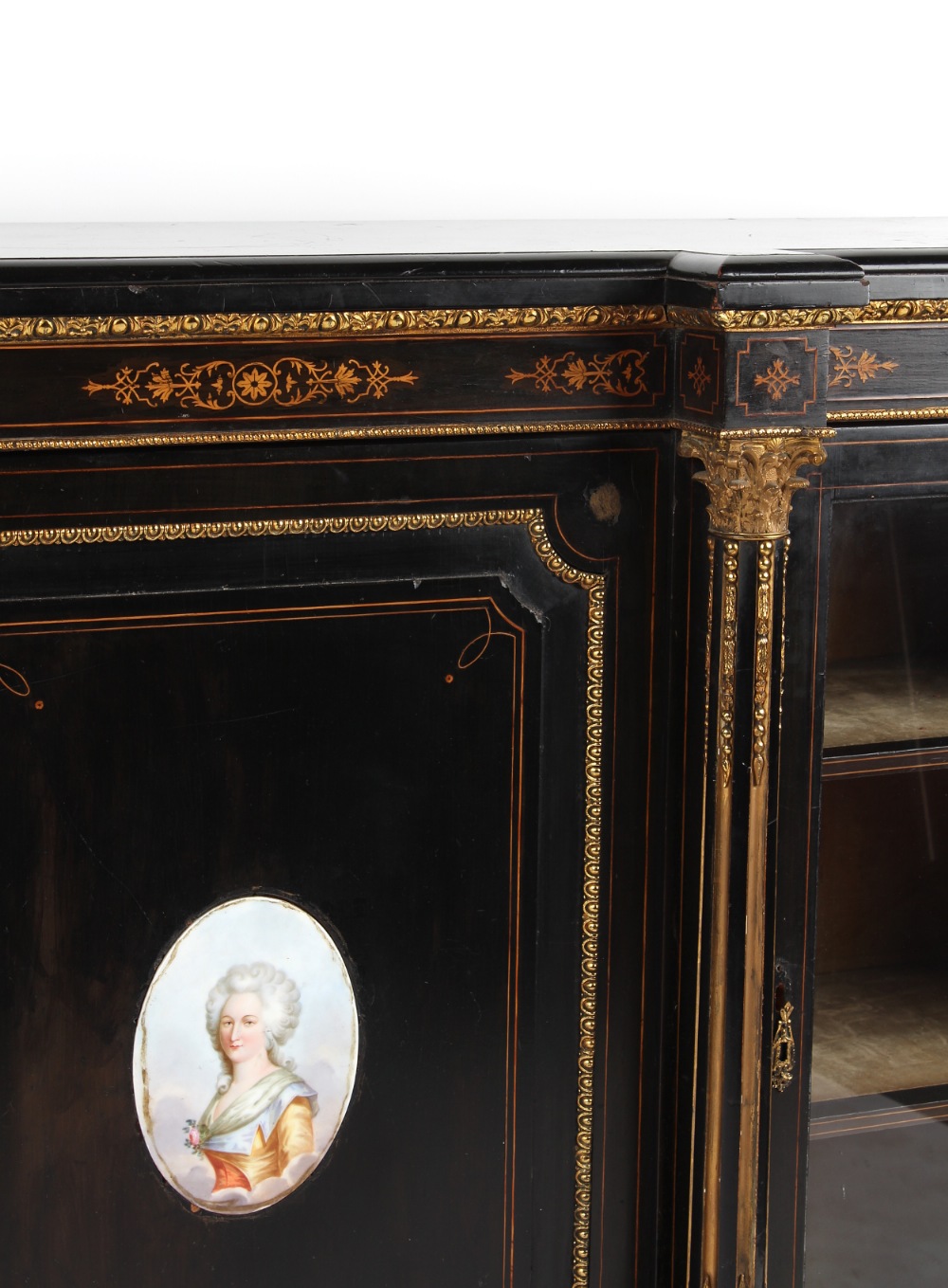 Property of a lady - a good quality Victorian ormolu mounted ebonised & marquetry inlaid credenza, - Image 2 of 5