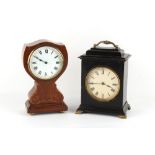 Property of a gentleman - a late 19th / early 20th century ebonised cased mantel clock timepiece,