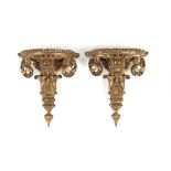 Property of a lady - a pair of late 19th century gilt wall brackets, each approximately 10.45ins. (