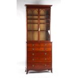 Property of a gentleman - an early 19th century George IV mahogany secretaire bookcase of narrow