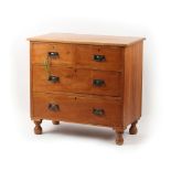 Property of a lady - an Edwardian satin walnut chest of two short & two long drawers, with turned