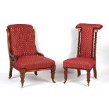 Property of a gentleman - a Victorian later upholstered easy chair, with turned front legs &