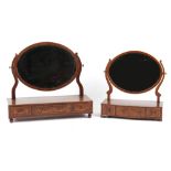 Property of a deceased estate - a George III mahogany oval swing-frame toilet mirror with bow-