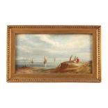 Property of a gentleman - English school, 19th century - AN ESTUARY SCENE WITH FIGURES ON SHORE -
