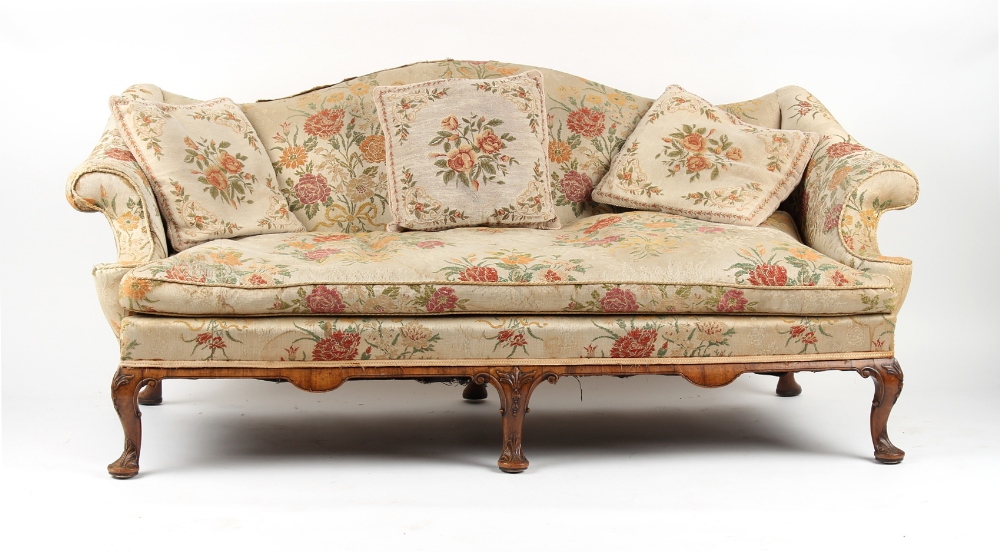 Property of a gentleman - an early 20th century carved walnut & floral upholstered sofa, in the - Image 4 of 4