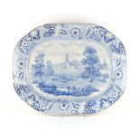 Property of a gentleman - a Carey's Improved Opaque China blue & white transfer printed meat plate