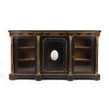 Property of a lady - a good quality Victorian ormolu mounted ebonised & marquetry inlaid credenza,