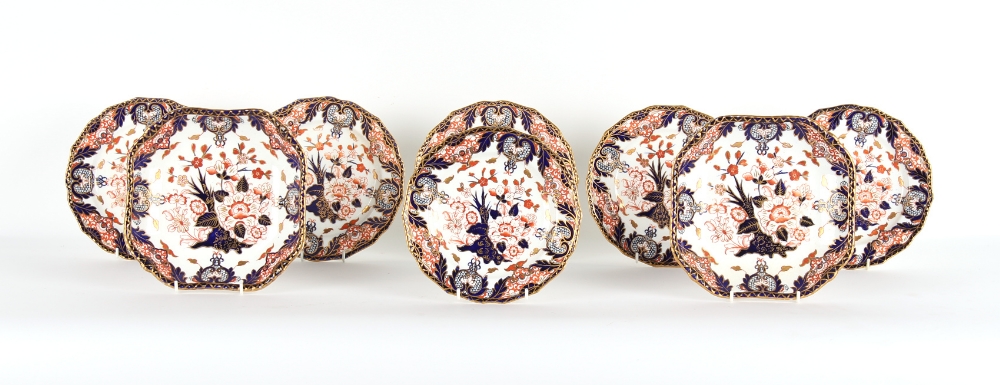 Property of a gentleman - a late Victorian Derby imari pattern 383 eight-piece part dessert service,