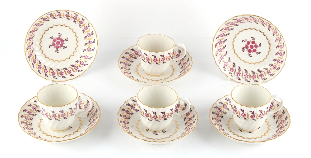 Property of a deceased estate - a set of four Worcester Flight period spiral fluted cups and six