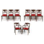 Property of a lady - a set of eight 19th century Regency style painted dining chairs with cane
