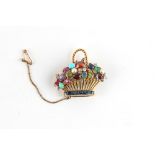 Property of a lady - an unmarked high carat yellow gold multi gem set giardinetto brooch, the