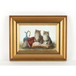 The Henry & Tricia Byrom Collection - Bessie Bamber (1870-1910) - TWO KITTENS, BOOKS AND A EWER -