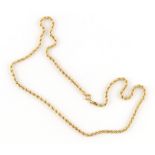 Property of a lady - a 9ct yellow gold rope chain necklace, 18ins. (45.5cms.) long, approximately