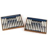 Property of a gentleman - a set of twelve each Irish silver dessert knives & forks, the knives maker