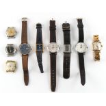 The Henry & Tricia Byrom Collection - nine gentleman's wristwatches including Eska, HMT, Rodana, and