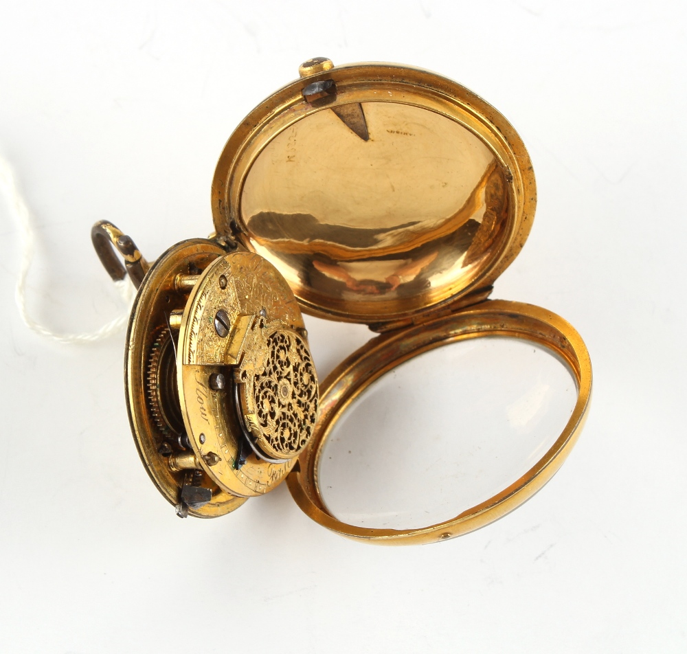 The Henry & Tricia Byrom Collection - a George III gilt brass cased pocket watch, the dial signed ' - Bild 3 aus 3