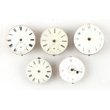The Henry & Tricia Byrom Collection - five verge fusee pocket watch movements with dials, makers