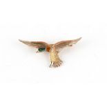 Property of a deceased estate - a 9ct three colour gold & enamel brooch modelled as a duck