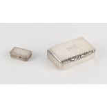 Property of a lady - a George III silver snuff box, with foliate cast edge & engine turned