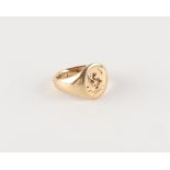 Property of a gentleman - a 9ct gold signet ring, approximately 5.6 grams, size K, boxed.