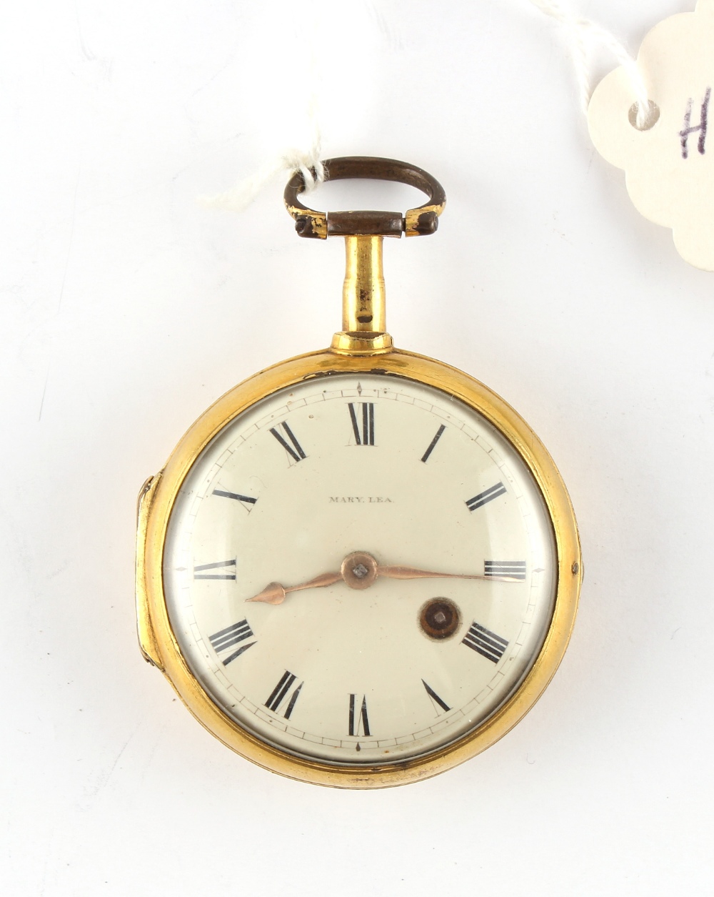 The Henry & Tricia Byrom Collection - a George III gilt brass cased pocket watch, the dial signed '