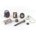 Property of a deceased estate - a bag containing assorted small silver & silver mounted items