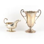 Property of a deceased estate - a silver two handled vase, Charles Edwards, London 1923, 7.75ins. (