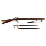 Property of a gentleman - a modern working replica Baker flintlock rifle, the 31-inch barrel with