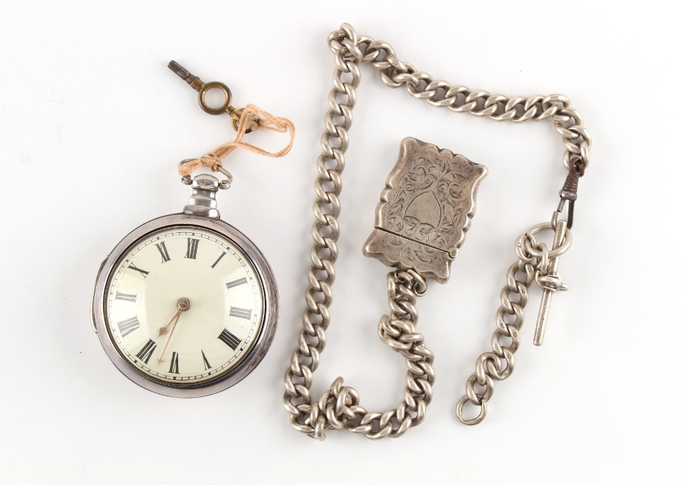 Property of a gentleman - a George III silver pair cased pocket watch, the fusee movement with verge