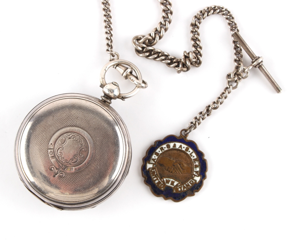 Property of a gentleman - railway interest - a Victorian silver cased open faced pocket watch, key - Bild 2 aus 2