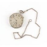 Property of a gentleman - an American 14ct white gold cased keyless wind pocket watch, signed E.