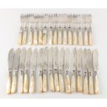 Property of a deceased estate - a set of 8 each Victorian silver fish knives & forks with mother-