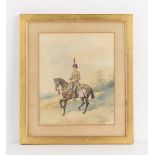 Property of a lady - CJB or GB (19th century) - A DRAGOON OFFICER IN UNIFORM ON HORSEBACK -