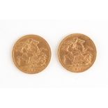 Property of a gentleman - gold coins - two 1906 Edward VII gold full sovereigns (2).
