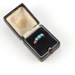 Property of a lady - a Victorian 18ct yellow gold turquoise & diamond ring, size O, approximately