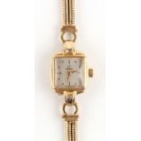 Property of a lady - a lady's Omega gold pated square cased mechanical wristwatch with 17-jewel