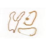 Property of a deceased estate - a 9ct yellow gold chain necklace; together with two 9ct yellow