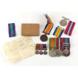 Property of a lady - military medals - the GSM group of three WWII medals awarded to Lt. J.W. Barnes