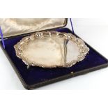 Property of a lady - an early 20th century George II style silver salver or waiter, with shell & C-