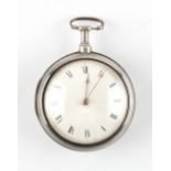 The Henry & Tricia Byrom Collection - a George III silver pair cased pocket watch, the verge fusee