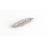 An early 20th century Belle Epoque unmarked platinum or white gold diamond brooch, with three claw