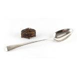 Property of a lady - a George IV silver Old English pattern basting spoon, engraved monogram to