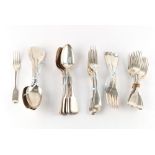 Property of a gentleman - a quantity of silver fiddle pattern flatware comprising a set of six